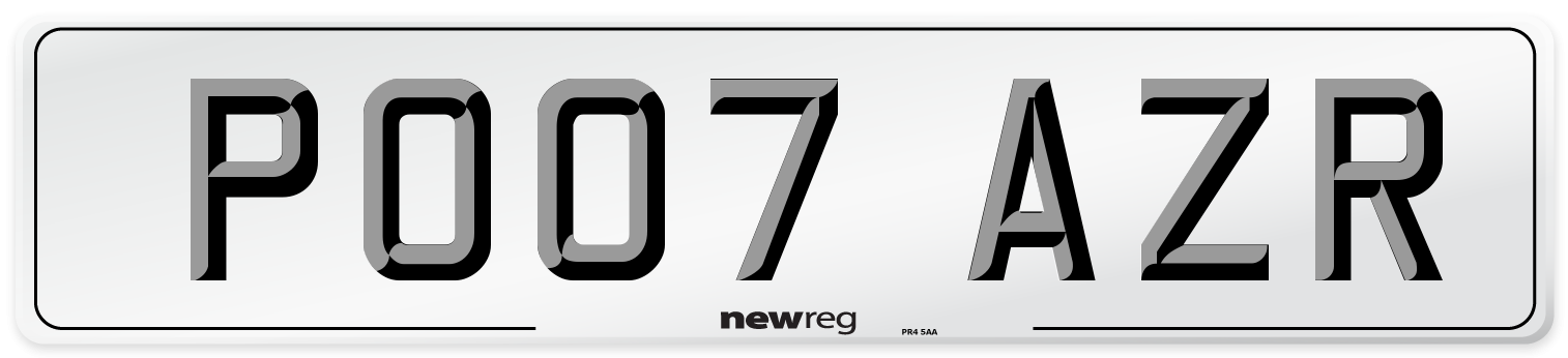 PO07 AZR Number Plate from New Reg